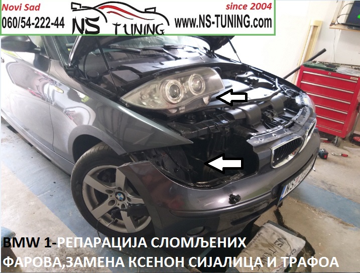 bmw e81 serija 1 xenon farovi d1s sijalica reparacija poliranje novi sad tuning